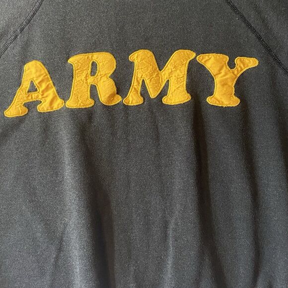 VTG Army Sweater L Pullover USA Military Spell Out Embroidery Rare Hanes - Picture 1 of 6